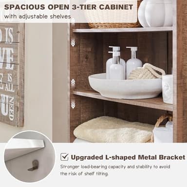ACCOHOHO Farmhouse Bathroom Cabinet, 72" Tall Storage Cabinet with 2 Drawers, Adjustable Shelves & Barn Door, Cabinets for Bathroom, Living Room, Kitchen, Rustic Brown - Image 4