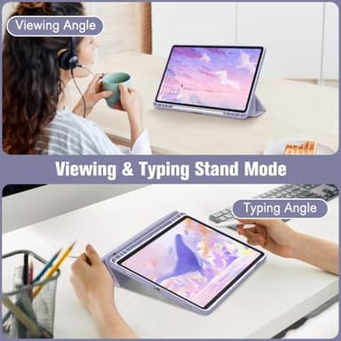 Fintie Hybrid Slim Case for Samsung Galaxy Tab S10 Lite/ S10 FE/ S9 FE 10.9 Inch/Tab S9 11 Inch with S Pen Holder, Shockproof Cover with Clear Transparent Back Shell, Auto Wake/Sleep, Lilac Marble - Image 4