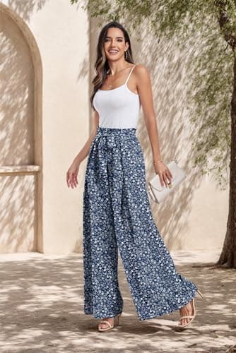 Lepunuo Womens Casual Wide Leg Pants High Waisted Straight Long Trousers Palazzo Pants - Image 3
