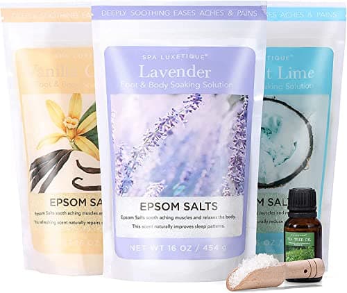 Spa Luxetique Epsom Salts for Soaking, Bath Salts for Women Gifts Set with Lavender, Vanilla and Coconut Scent Bath Set with Tea Tree Oil for Mom Christmas Gifts - Image 1