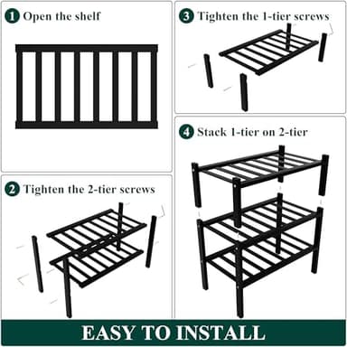 Smiry Shoe Rack, 3 Tier Small Bamboo Shoe Organizer, Stackable Free Standing Wooden Shoe Storage Shelf for Closet, Entryway, Front Door Entrance, Black - Image 7