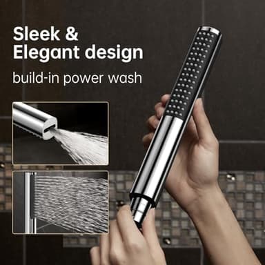 Veken 10" Luxurious All Metal Rain Shower Head with Handheld, High Pressure Rainfall Shower Heads wih Extension Arm, Wide Dual Showerhead with Spray Combo, Bathroom Accessories, Chrome, Silver - Image 5