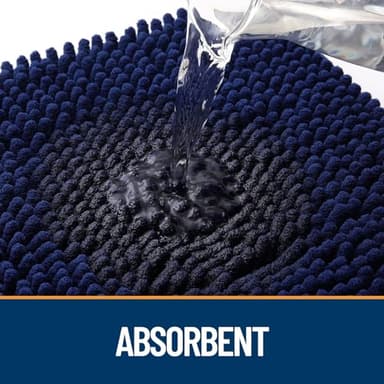 OLANLY Dog Door Mat for Muddy Paws 36x24, Absorbs Moisture and Dirt, Absorbent Non-Slip Washable Doormat, Quick Dry Chenille Mud Mat for Dogs, Entry Indoor Entryway Carpet for Inside Floor, Navy Blue - Image 3