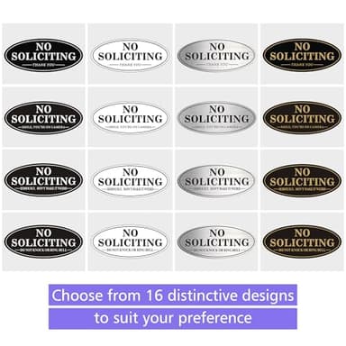 No Soliciting Sign - Self Adhesive 7" x 3" No Solicitor Metal Signs for House - Made From Durable Aluminum for Indoor/Outdoor Use - Waterproof and Weather Resistant (2 Pack GOLD) - Image 4