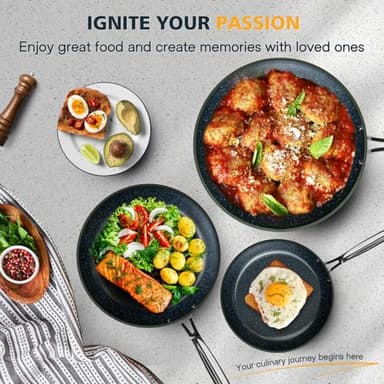 Nuwave 3-Piece Fry Pan Set, 8”, 10”, 12” Forged Lightweight, G10 Healthy Duralon Blue Ceramic Ultra Non-Stick, Induction-Ready & Works on All Cooktops, Ergonomic Stay-Cool Handles - Image 7