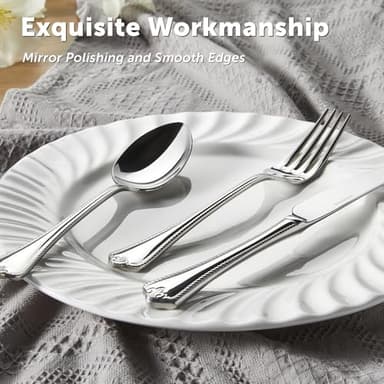 KINGSTONE Silverware Set, 40-piece 18/10 Stainless Steel Flatware Set Cutlery Set for 8, for Kitchen, Home, Wedding, Party, Mirror Polished and Dishwasher Safe, Featured Gifts - Image 5