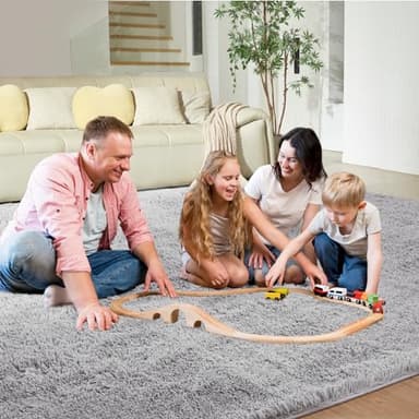 Ultra Soft Rug for Living Room, 8X10 Light Grey Fluffy Shag Area Rug for Bedroom, Modern Shaggy Carpets Fuzzy Rug for Teens Dorm Nursery Home Decor Aesthetic, Upgrade Anti-Skid Durable - Image 8