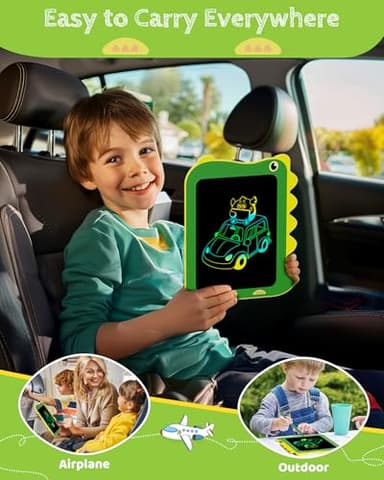 TEKFUN LCD Writing Tablet for Kids, Doodle Board Drawing Pad, Dinosaur Toys for Kids, Travel Toys for 3 4 5 6 Year Old Boys Girls, Easter Birthday Christmas Gifts (8.5in Green) - Image 5
