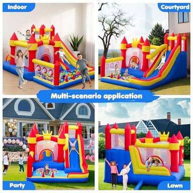 Liaakrr Bounce House, 8-in-1 Bounce House for Kids, Bouncy House with Slide, Climbing Wall, Ball Pit, Obstacles, Trampoline & Basketball Hoop – Includes Blower for Indoor & Outdoor - Image 6
