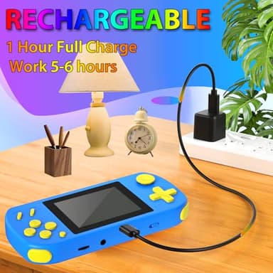TEBIYOU Handheld Games for Kids Built-in 218 Video Games, Portable Kids Travel Toys for Ages 4-13 with Rechargeable Battery 3.0" HD Screen, Mini Gaming Player Birthday Gifts for Boys Girls (Blue) - Image 3