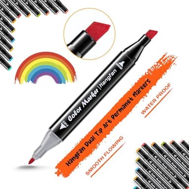 hangfan 24 Colors Alcohol Markers,Pens for Adult Coloring Oily,Permanent Marker Set Perfect for Beginner,Dual Tip Art Markers,Drawing Markers, Card Making and Kids Sketching Illustration - Image 4