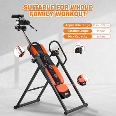Teclor Inversion Table,Advanced Heat and Massage Function,Strength Training Inversion Table for Back Pain Relief,Heavy Duty Inversion Table 350 lbs Capacity with Wider and Thickened Backrest - Image 4