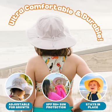 SwimZip Wide Brim Sun Hat | UPF 50+ Protection for Baby, Toddler, and Kids White - Image 6