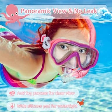 Freela Kids Mask Swim Goggles Swimming Goggles for 6-14 4-7 8-12, Kids Swim Goggles with Nose Cover Anti Fog Clear View Snorkeling Gear Mask Youth Girls Boys Junior Water Pool Beach Open Water Glasses - Image 3