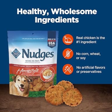 Blue Buffalo Nudges Homestyle Natural Dog Treats Made with Real Chicken, Made in the USA, Chicken, 10-oz Bag - Image 7