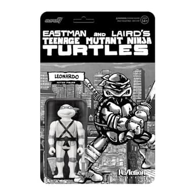 Super7 Teenage Mutant Ninja Turtles Leonardo (Comic Grayscale) - 3.75" TMNT Action Figure with Accessories Classic Cartoon Collectibles - Image 1