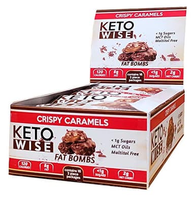 Keto Wise Fat Bombs - Crispy Caramels - 16 packs 32g each - Image 1