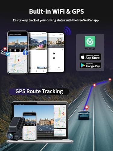 Ecomoment Dash Cam Front and Rear, 4K+1080P Dash Camera for Cars, Built-in Wi-Fi GPS, Included 32GB Card, 2.0'' IPS Screen Mini Car Camera, App, Night Vision, 170°Wide Angle, 24H Parking Mode,Gray - Image 3