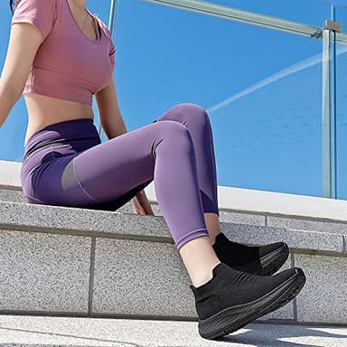 Womens Slip on Walking Shoes Comfort Lightweight Breathable Sock Shoe Non-Slip Mesh Casual Fashion Tennis Running Sneakers Black - Image 6