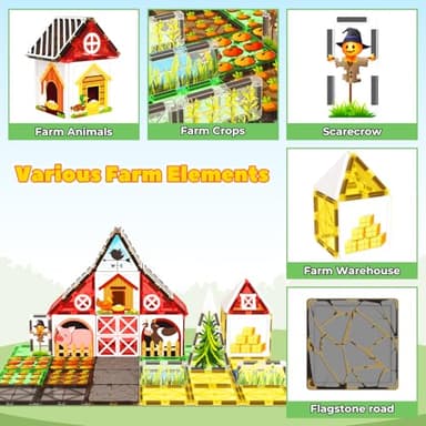 Magnetic Tiles Farm Animal Toys Set for Toddles Kids, Montessori STEM Toys for 3+ Year Old Boys Girls, Magnetic Building Blocks, Construction Sensory Magnets Games Educational Birthday Toys Gifts - Image 6