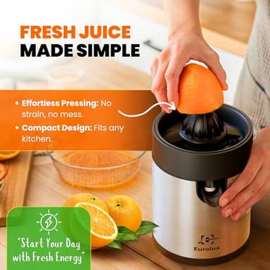Eurolux Electric Citrus Juicer – Easy Juice Squeezer for Lemon & Orange - Image 2