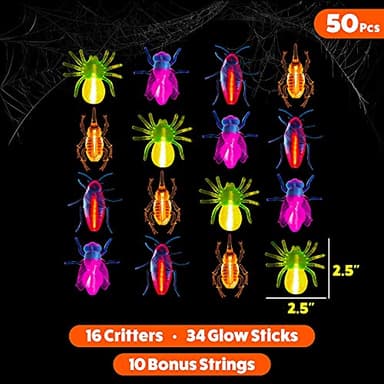 Glow Critters and Halloween Trick or Treat Glow Skeletons and Pumpkins - Glow Sticks Party Favors - Glow in The Dark Party Supplies - Image 2