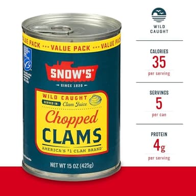 Snow's Wild Caught Chopped Clams Canned, 15 oz Can - Served in Clam Juice - 4g Protein Per Serving - Gluten Free, Keto Friendly, 99% Fat Free - Image 3