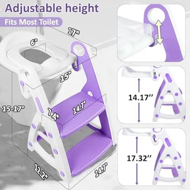 Primlect Potty Training Seat, 2-in-1 Toddler Toilet Seat with Step Stool, Ultra-Stable Potty Chair Attachment, Adjustable Seat and Step Ladder, Non-Slip Design, Splash Guard for Boys and Girls(Blue) - Image 7