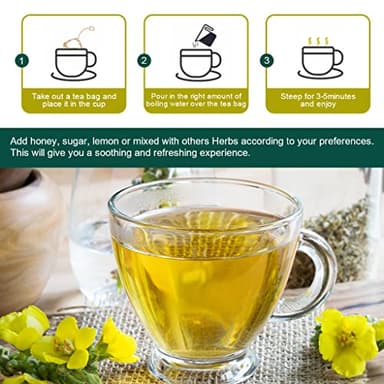 Mullein Leaf Tea Bags - Lungs Cleanse and Respiratory Support, Herbal Teas, Caffeine Free, 30 Tea Bags - Image 4