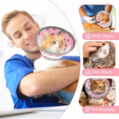 Cat Cone Collar Soft - Adjustable Cat Recovery Collar Kitten Lightweight Elizabethan Collar to Stop Licking Pet E Cone for Small Medium Cats After Surgery Prevent from Licking Wounds (Pink, M) - Image 7