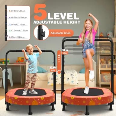 ANCHEER 56" Double Mini Trampoline for Kids, Mini Rebounder with 5-Level Adjustable Handle, Parent-Child Trampoline for Kids, Max Load 220lbs, Fun for Indoor/Outdoor - Image 2