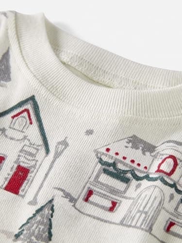 little planet by carter's Baby 2-Piece Pajamas Made with Organic Cotton, Houses White, 12M - Image 2