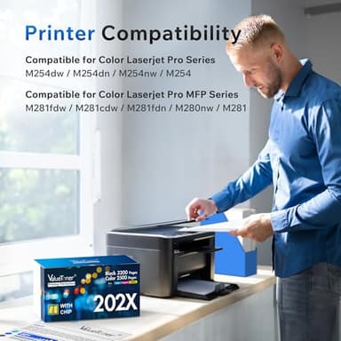 Valuetoner 202X Compatible for HP 202X Toner Cartridges 202A CF500X CF500A use with Laserjet Pro MFP M281fdw M254dw M281cdw M281fdn M281dw M280nw M254 M281 Series (Black Cyan Yellow Magenta, 4-Pack) - Image 2