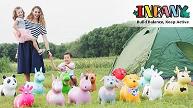 INPANY Bouncy Cow Farm Animal Hopper Toys, Toddler Plush Bouncing Inflatable Bouncer, Ride on Hopping Horse, Indoor Outdoor Cowboy Rodeo Birthday Party Decorations Gifts for 2 3 4 Year Old Girls Boys - Image 7