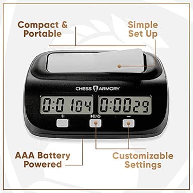 Chess Armory Digital Chess Clock - Portable Timer with Tournament and Bonus Time Features - Image 3