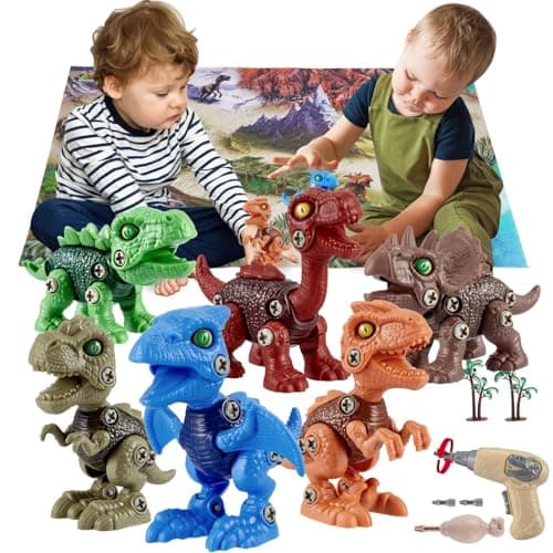 6 Pack Kids Toy Stem Dinosaur Toys, Kids Take Apart Construction Building Toys Learning Educational Dino Kit Play Set Party Christmas Birthday Gifts for Toddler Boys Girls Age 3 4 5 6 7 8 + Year Old - Image 1