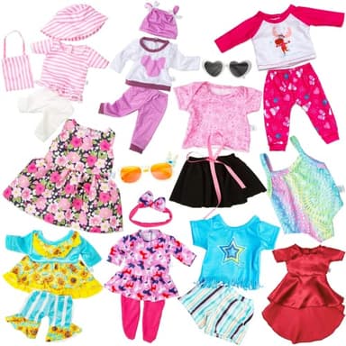 BDDOLL 23 Pcs 18 Inch Girl Doll Clothes and Accessories for 18 Inch Doll Dress with Our Generation Dolls Including 10 Complete Sets of Clothing Outfits - Image 3