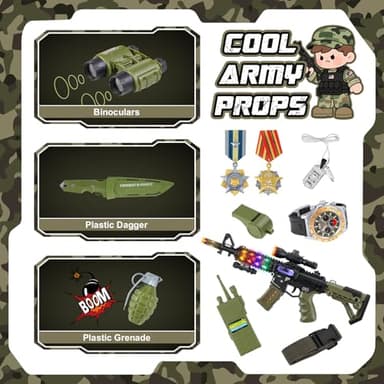 Metemot Kids Army Costume for Boys, Military Soldier Costume with Army Toys, Boys Halloween Costumes with Army Vest, Soldier Boy Dress up Costumes for Play Age 3-12, Halloween Birthday Gift for Kids - Image 5