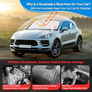 ULROLIT Windshield Sun Shade for 2013-2021 Fo-rd Fusion Accessories, Foldable Window Sunshade Sun Visor Protector, Front Windshield Sunshade Sun Shield Blocks UV Rays Heat - Image 4