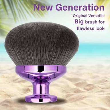 Extra Large Body Makeup Brush For Self Tanner, Leg Makeup &Bronzer Blend,90 mm Wide-headed Kabuki Brush Provides More Even &Pretty Application, Sunscreen Face& Back Makeup Brush, Wet&Dry Use- Purple - Image 2