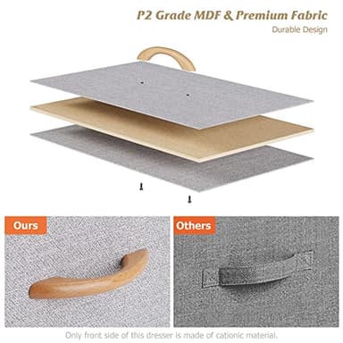 Nicehill Dresser for Bedroom with 5 Drawers, Storage Drawer Organizer, Wide Chest of Drawers for Closet, Clothes, Kids, Nursery, TV Stand with Storage Drawers, Wood Board, Fabric Drawers - Image 8