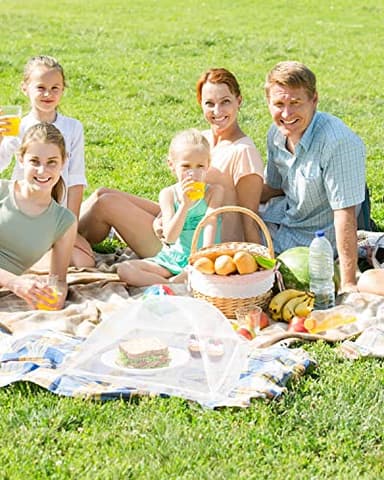 Lauon Large Food Cover,6 Pack Mesh Food Tent,17"x17",White Nylon Covers,Pop-Up Umbrella Screen Tents,Patio Net for Outdoor Camping, Picnics, Parties,BBQ,Collapsible and Reusable - Image 8