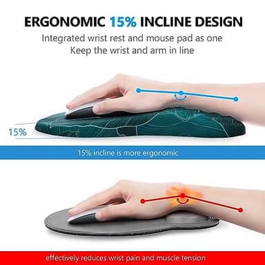Mouse Pad Wrist Support, Laokiiy 2 in1 Keyboard Wrist Rest+ Ergonomic Mouse Pad, Non-Slip Wrist Rest for Computer Keyboard, Made Easy Typing & Relieve Wrist Pain(Banana Leaf Green) - Image 2