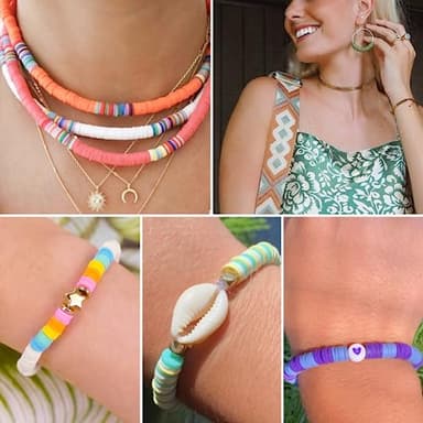 Gionlion 6000 Clay Beads Bracelet Making Kit, 24 Colors Flat Preppy Beads for Friendship Bracelets, Polymer Clay Bead with Charms for Jewelry Making, Crafts Gifts for Girls Ages 6-12 - Image 2