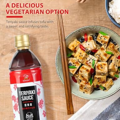 Soeos Teriyaki Sauce, Teriyaki Marinade, 16.9 Fl Oz (500 ml), 2 Pack, Sweet and Savory Flavor, Perfect for Stir-Fry, Barbecue, Marinating, Versatile Sauce for Meat, Salmon, Noodle and Vegetable, Easy to Pour Out - Image 6