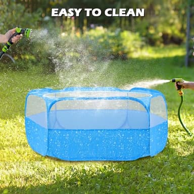 UWE Small Animal Playpen, Chicken Brooder Box with Cover Top, Portable Outdoor Exercise Pet Cage Tent, Waterproof Breathable Pet playpen Indoor for Chick Ktiien Bunny Hamster Guinea Pig, Blue - Image 9