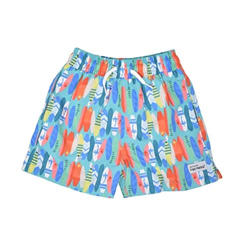 Flap Happy Baby Boy's UPF 50+ Wesley Swim Trunks with Mesh Liner, Surfing Safari, 12M