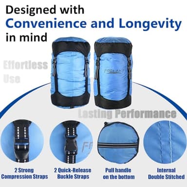 Frelaxy Compression Sack, 40% More Storage! 11L/18L/30L/45L Compression Stuff Sack, Water-Resistant & Ultralight Sleeping Bag Stuff Sack - Space Saving Gear for Camping (Blue, XXL) - Image 4