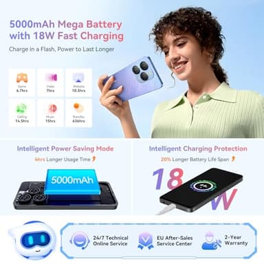 Blackview Shark 9 Unlocked Phones, 5G Smartphones 24GB+128GB/2TB, 50MP+8MP AI Camera, Octa-Core Android 14, 5000mAh/18W Cell Phone, 6.67" HD+, GPS/Fingerprint/Face ID Mobile Phones, Blue Celulares - Image 7