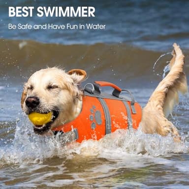 Queenmore Dog Life Jacket Medium, Dog Life Vest for Swimming, Dog Life Vest for Medium Dogs, Floating Dogdie Vests for Boating Kayaking, Pet Swim Preserver with Safety Handle Hook, Puppy Swim Vest - Image 7